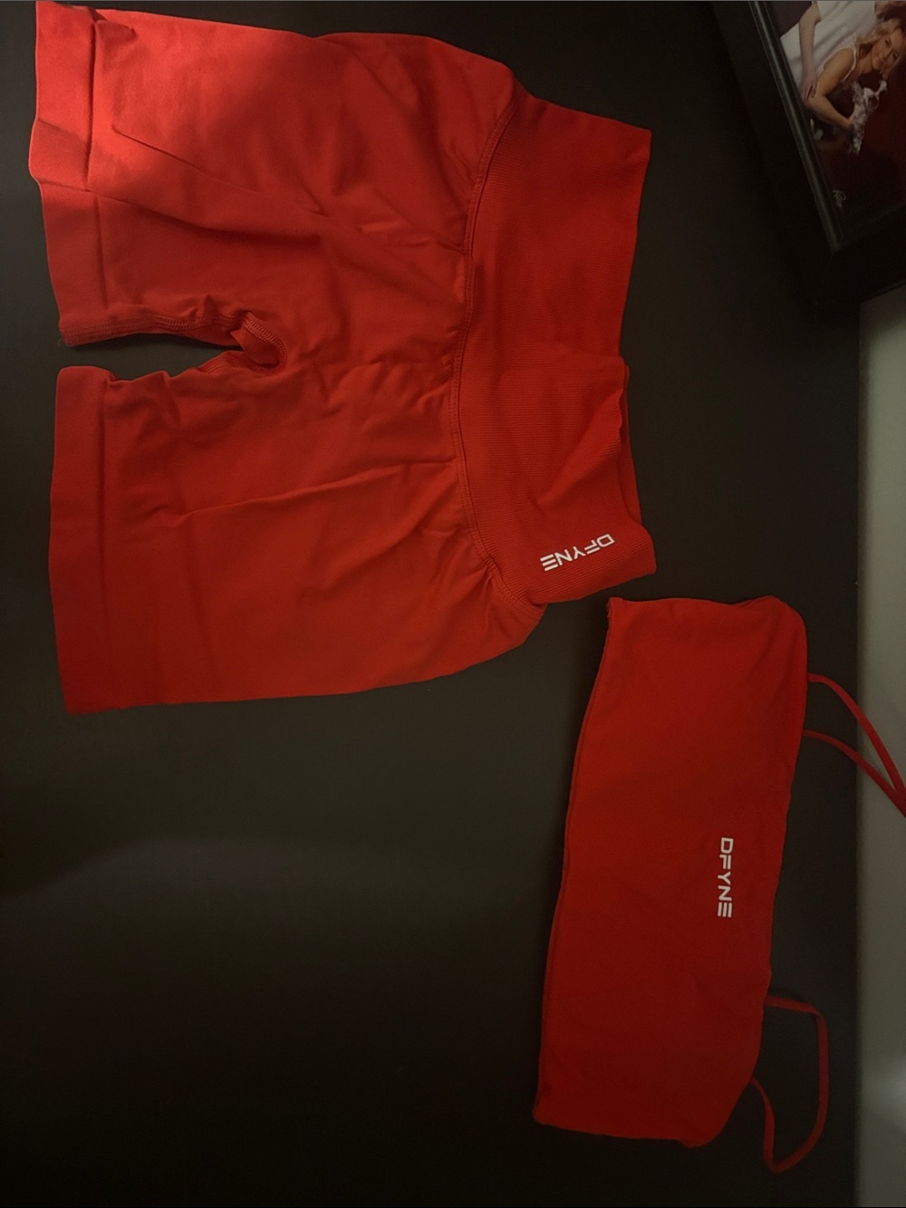 DFYNE Defy Matching Red Women's Shorts and Sports bra